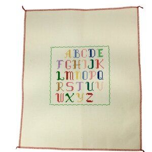 Finished Ready to Frame Cross Stitch Alphabet Sampler ABC Handmade Hand Stitched